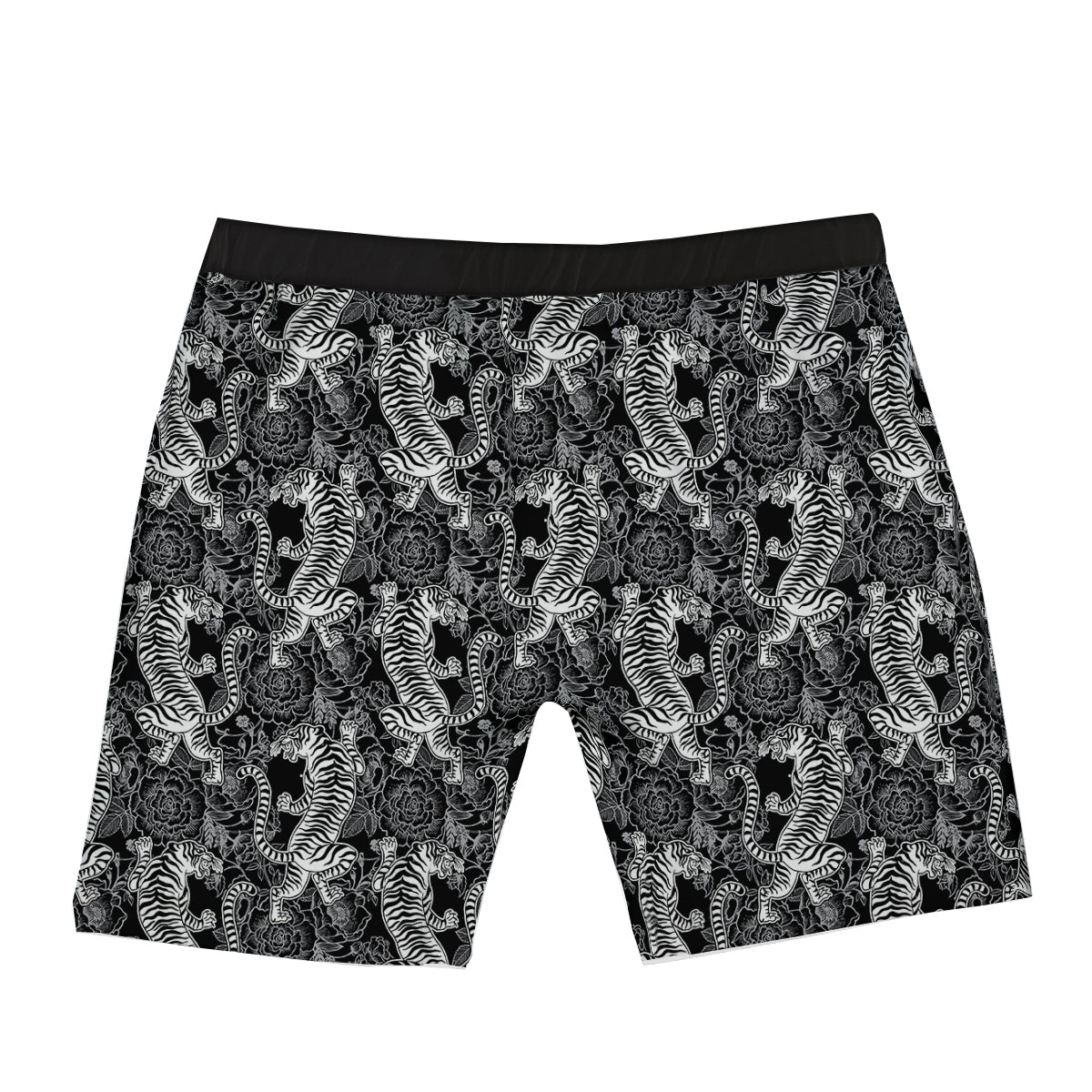 Black And White Chinese Tiger Print Pattern Boxer Briefs-grizzshop