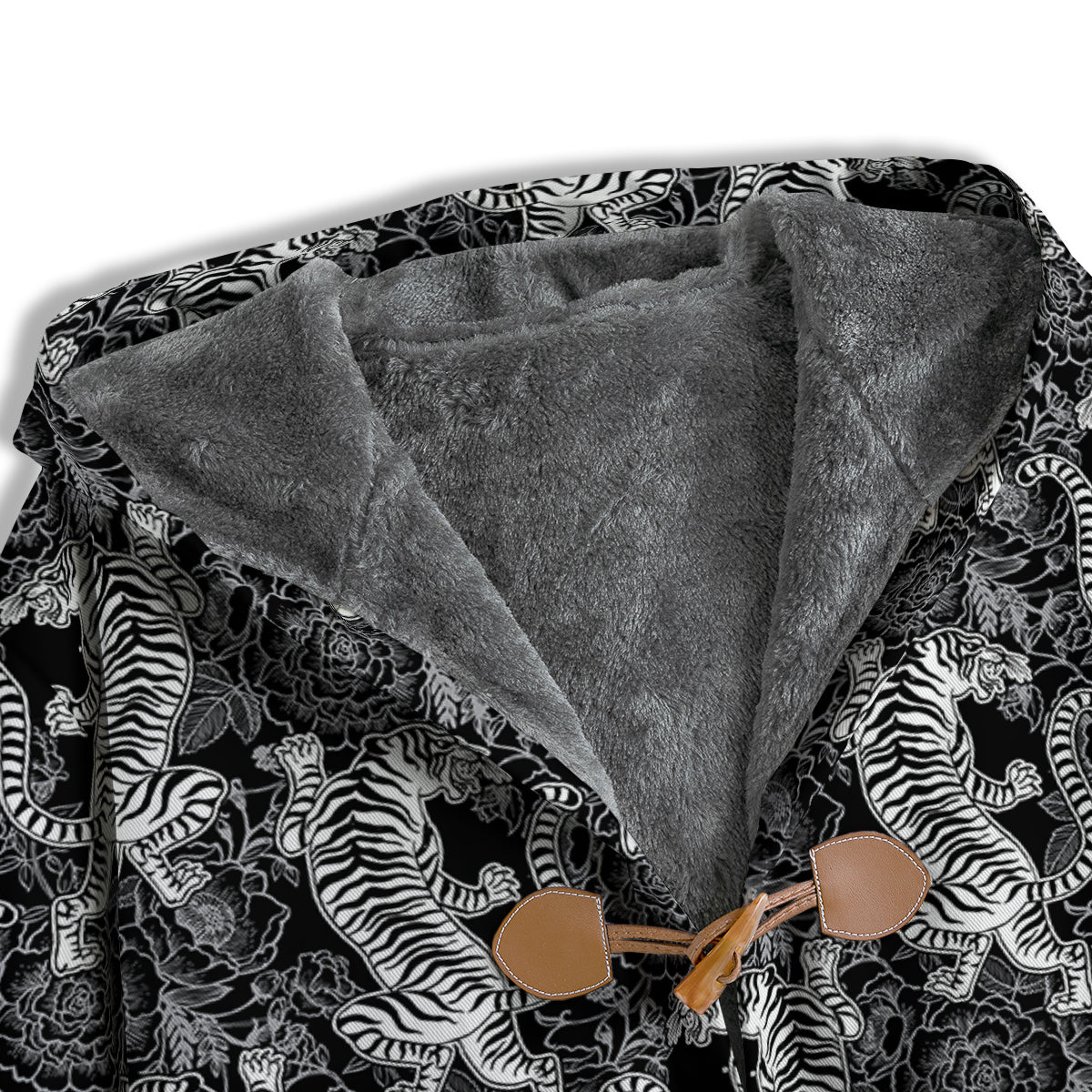 Black And White Chinese Tiger Print Pattern Men's Windbreaker Jacket-grizzshop