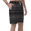 Black And White Doodle Tribal Aztec Print Men's Shorts-grizzshop