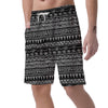 Black And White Doodle Tribal Aztec Print Men's Shorts-grizzshop