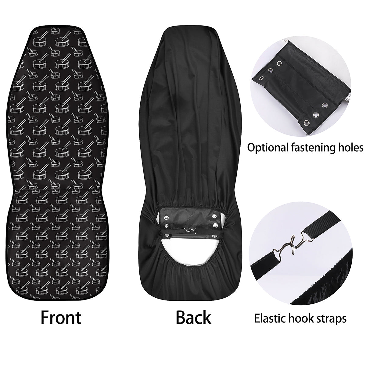 Black And White Drum Print Pattern Car Seat Covers-grizzshop