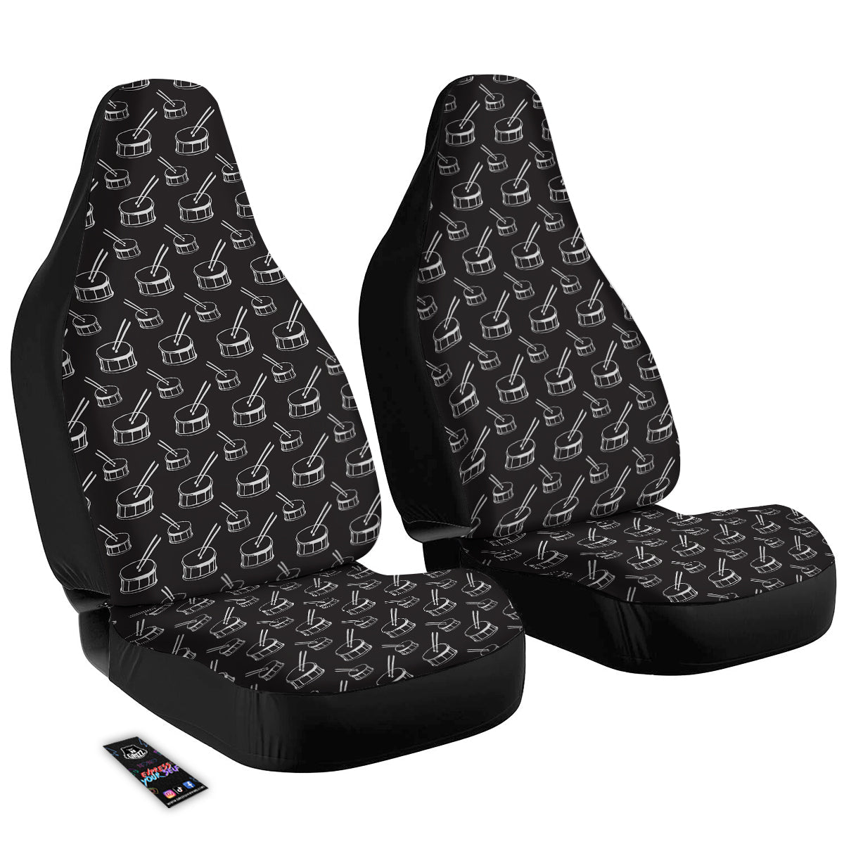 Black And White Drum Print Pattern Car Seat Covers-grizzshop