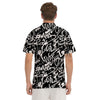 Black And White Graffiti Doodle Text Print Men's Golf Shirts-grizzshop