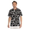 Black And White Graffiti Doodle Text Print Men's Golf Shirts-grizzshop