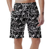 Black And White Graffiti Doodle Text Print Men's Shorts-grizzshop