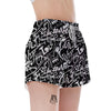 Black And White Graffiti Doodle Text Print Women's Shorts-grizzshop