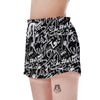 Black And White Graffiti Doodle Text Print Women's Shorts-grizzshop