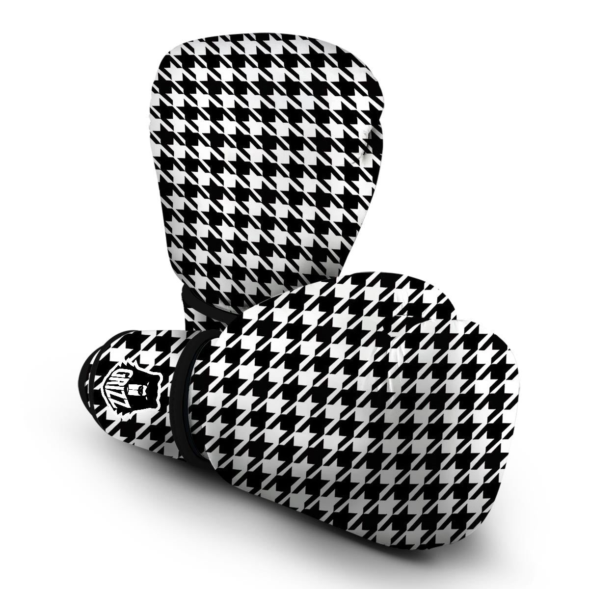 Black And White Houndstooth Boxing Gloves-grizzshop