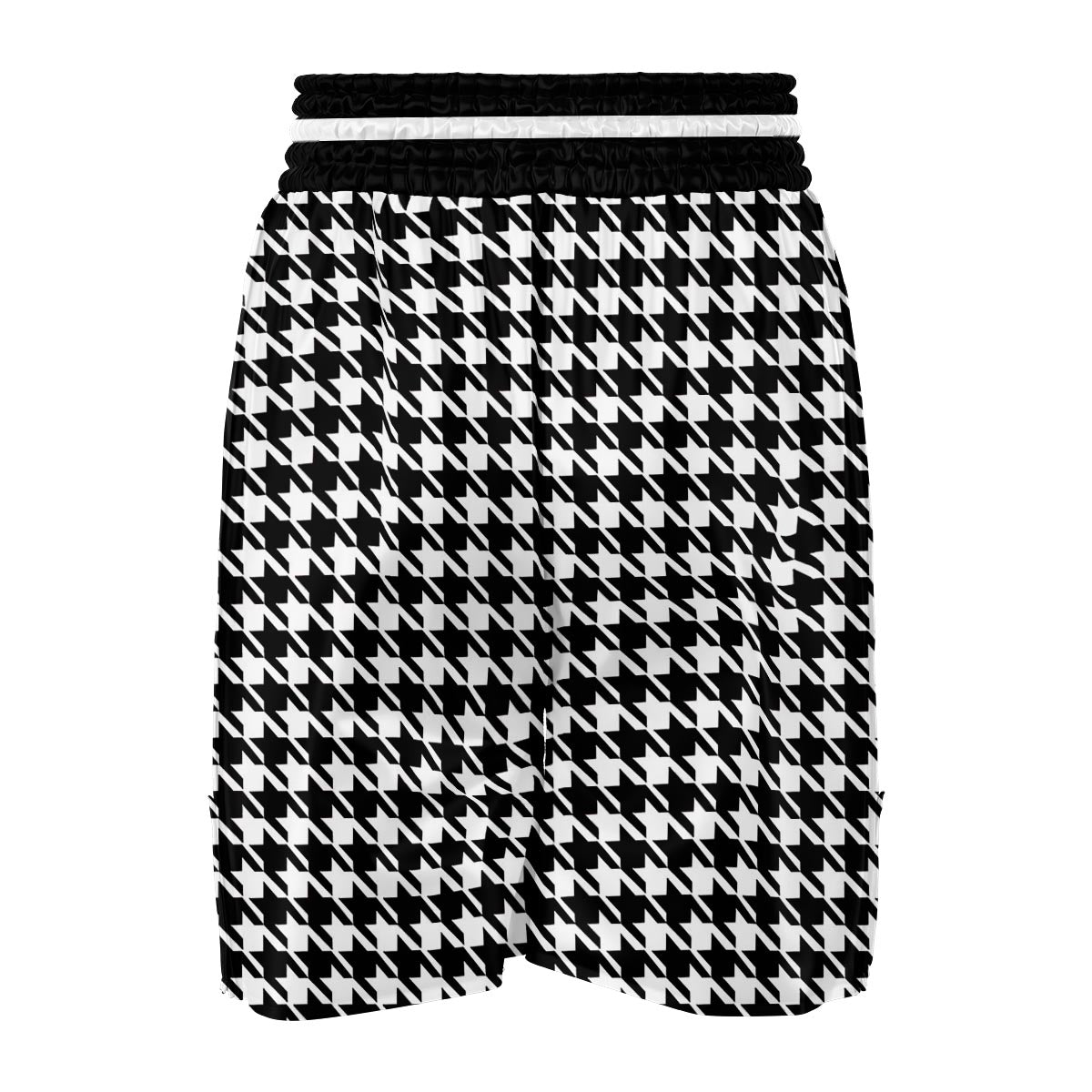 Black And White Houndstooth Boxing Shorts-grizzshop