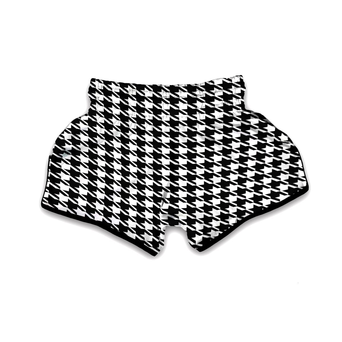 Black And White Houndstooth Muay Thai Boxing Shorts-grizzshop