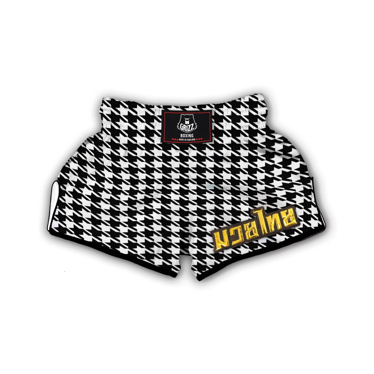 Black And White Houndstooth Muay Thai Boxing Shorts-grizzshop