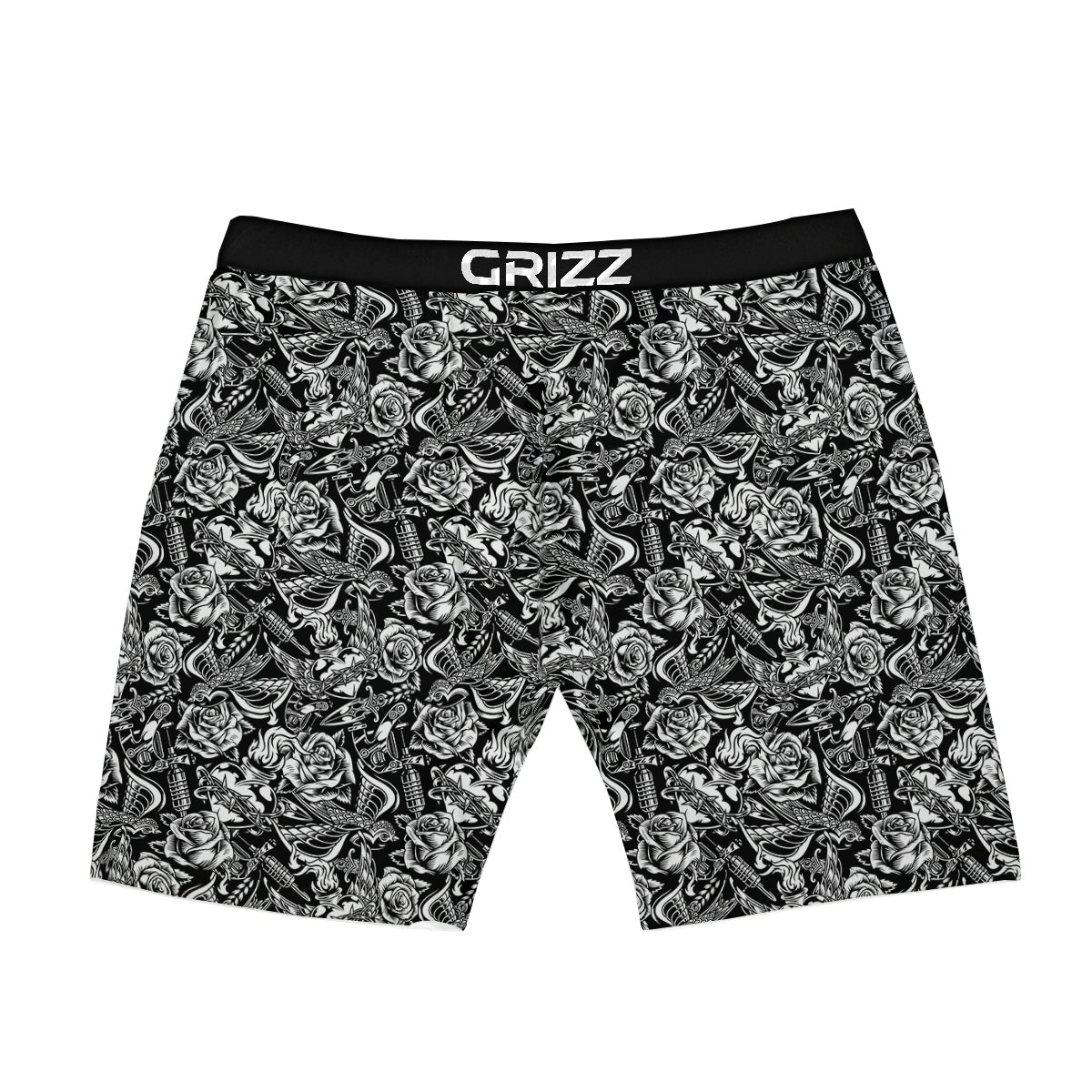 Black And White Oldschool Tattoo Print Pattern Boxer Briefs-grizzshop