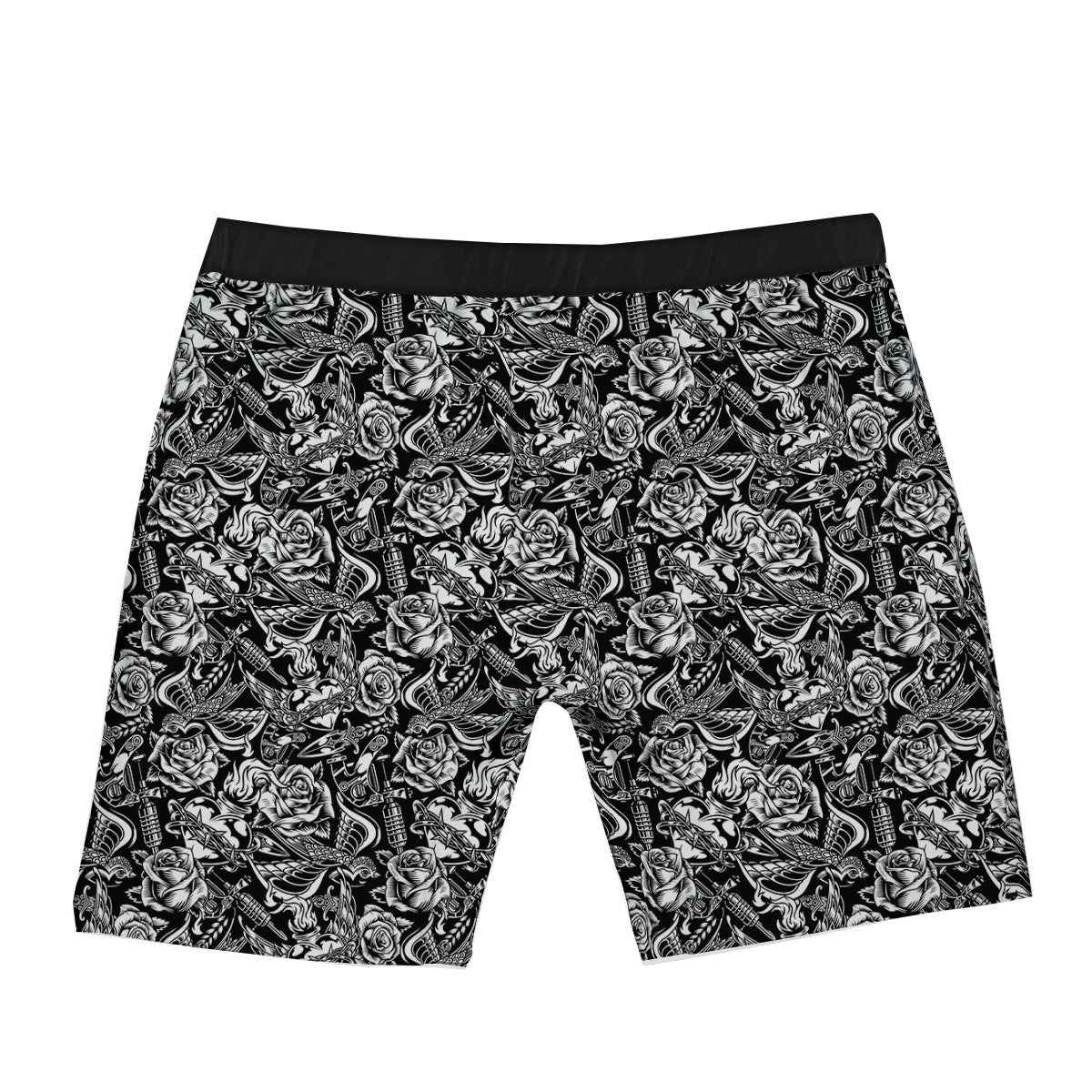 Black And White Oldschool Tattoo Print Pattern Boxer Briefs-grizzshop