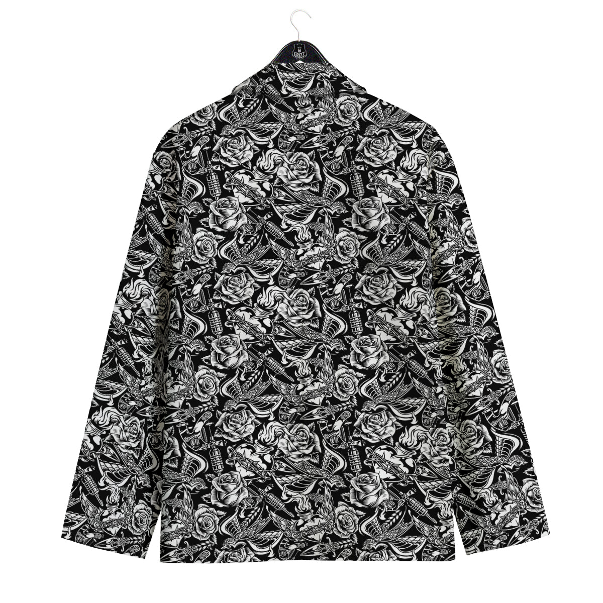 Black And White Oldschool Tattoo Print Pattern Men's Sport Coat-grizzshop