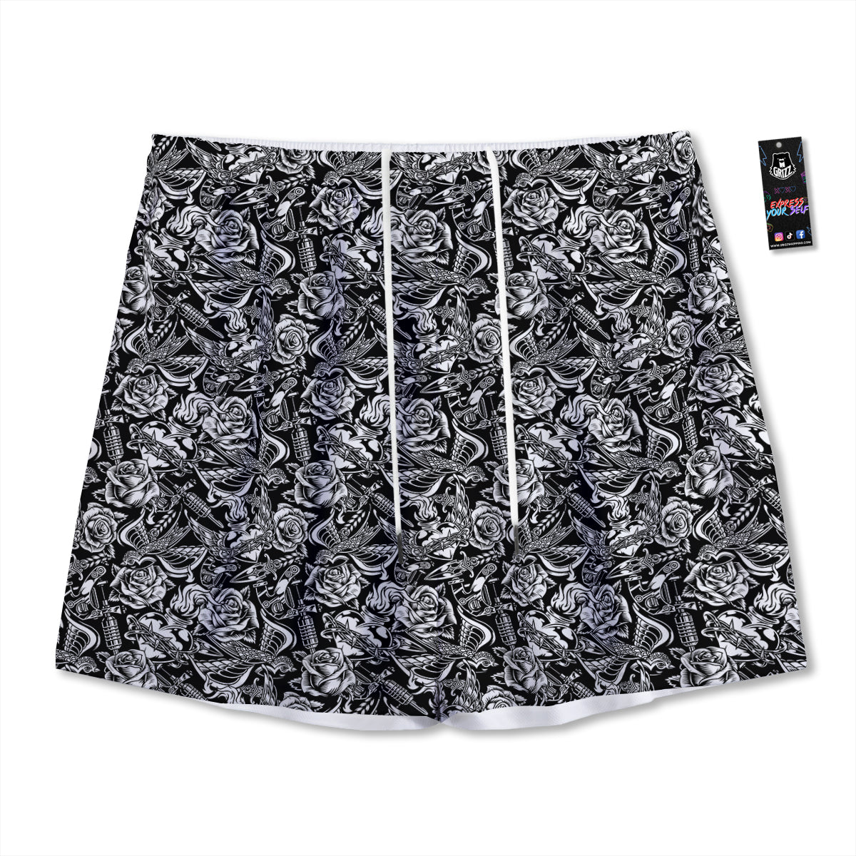 Capricorn Sign Black And Gold Print Mesh Shorts