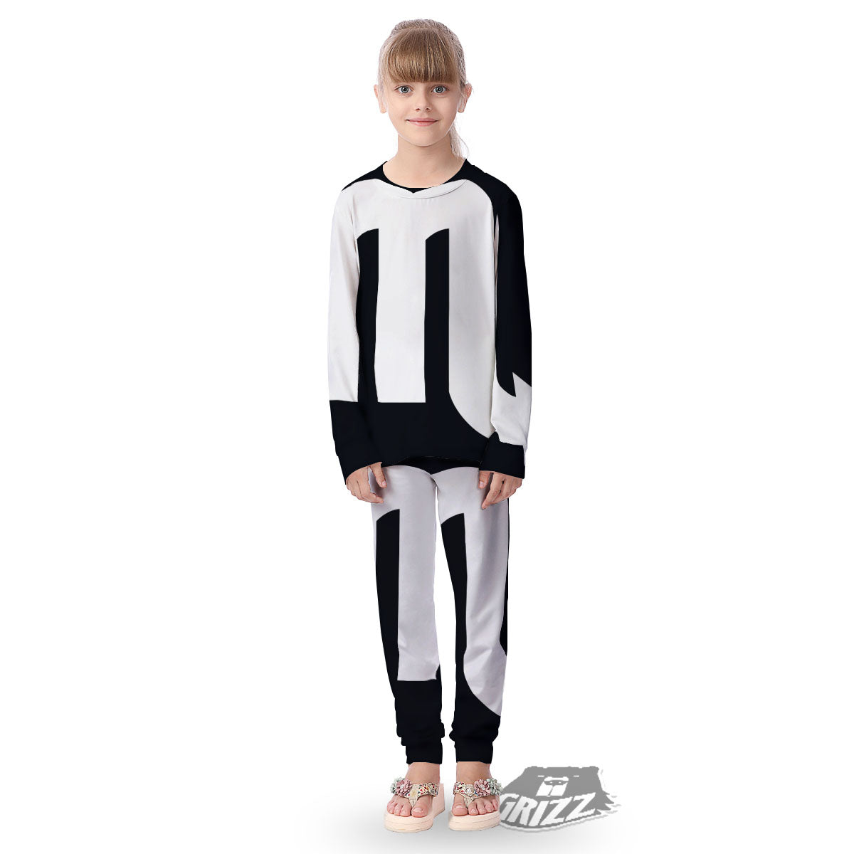 Black And White Scorpio Sign Print Kid's Pajamas-grizzshop