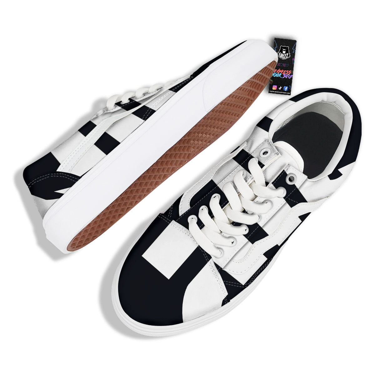Black And White Scorpio Sign Print Skate Shoes-grizzshop