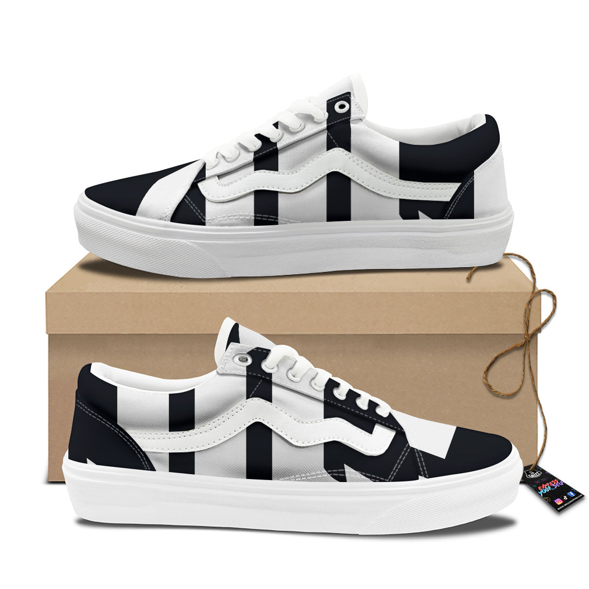 Black And White Scorpio Sign Print Skate Shoes-grizzshop