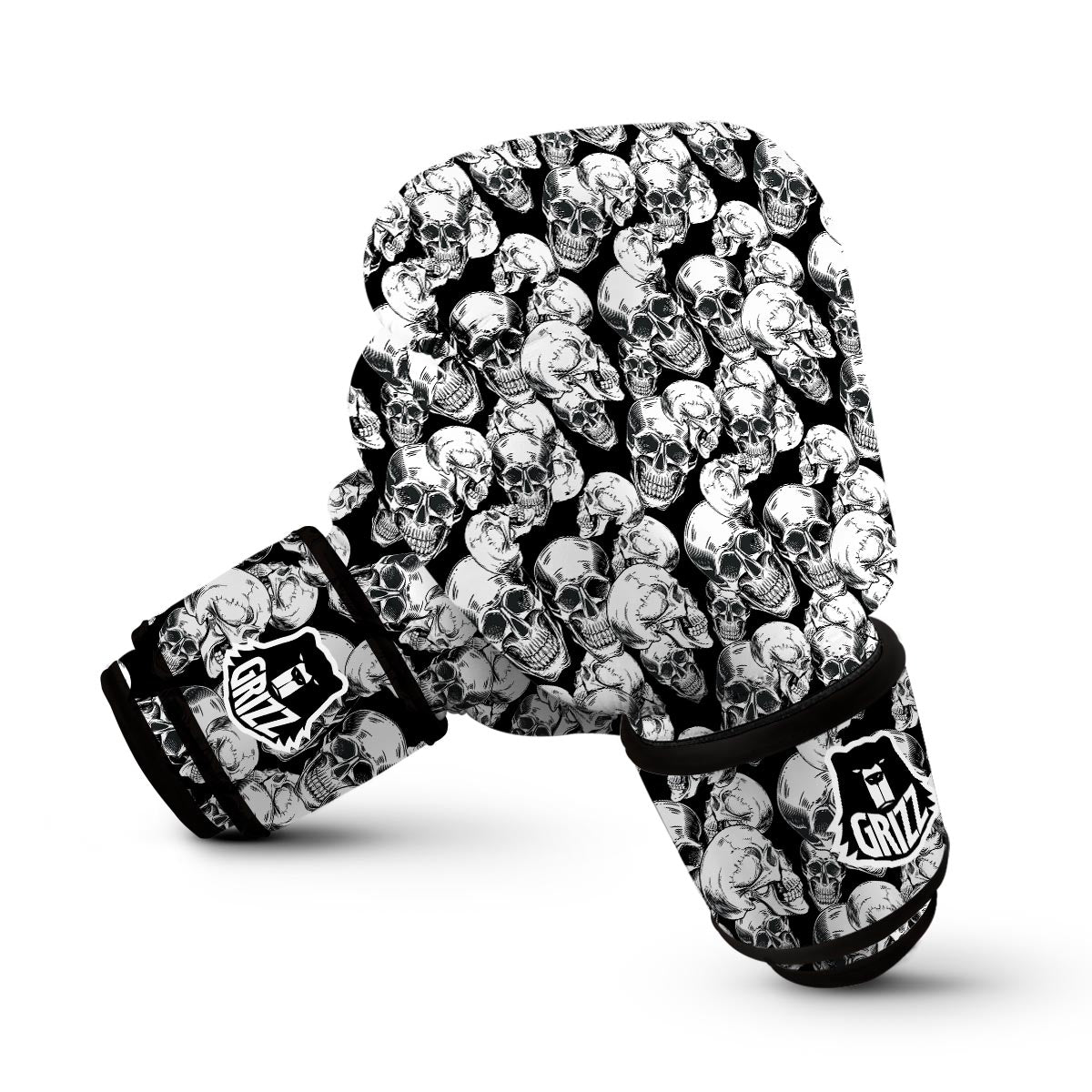 Black And White Skull Boxing Gloves-grizzshop