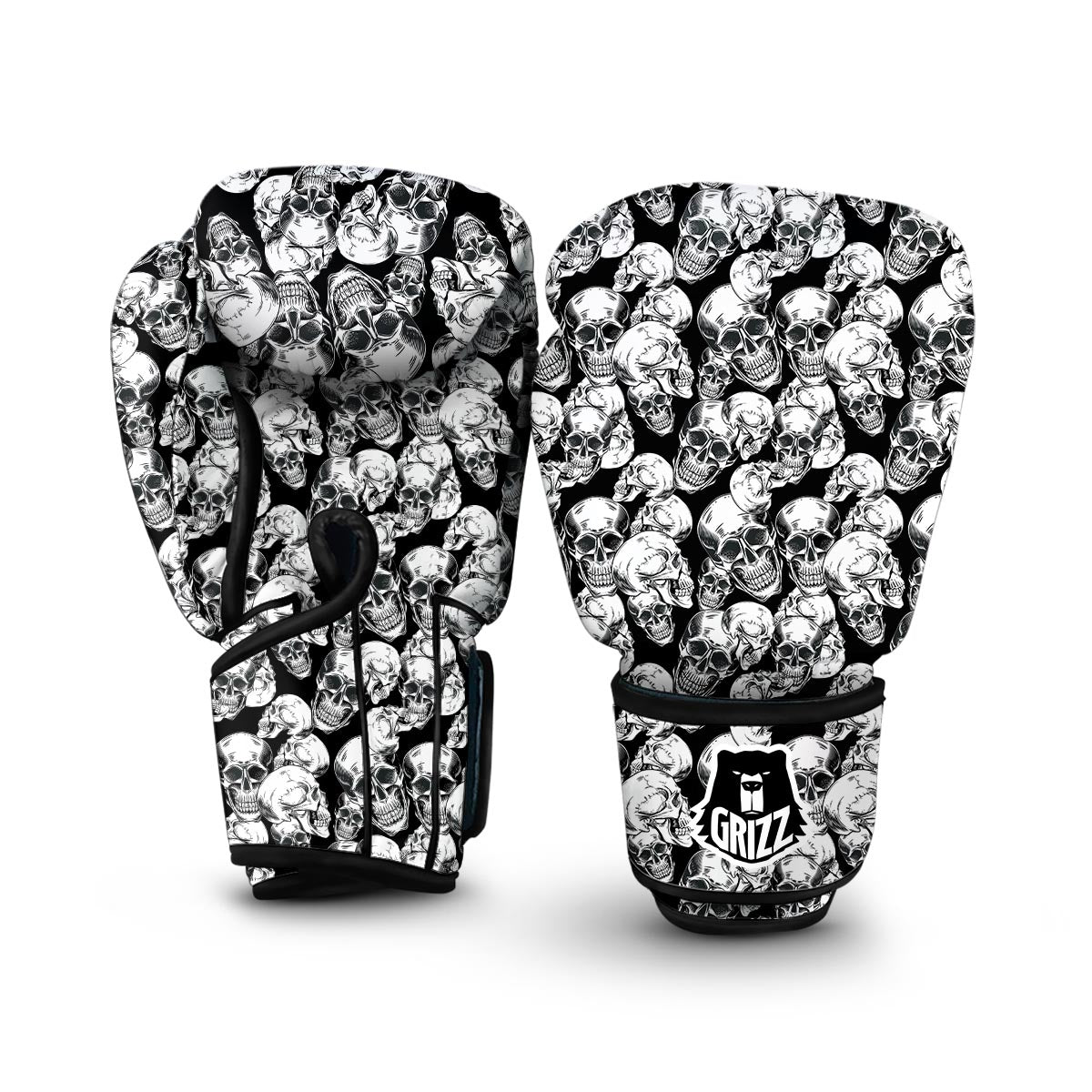 Black And White Skull Boxing Gloves-grizzshop