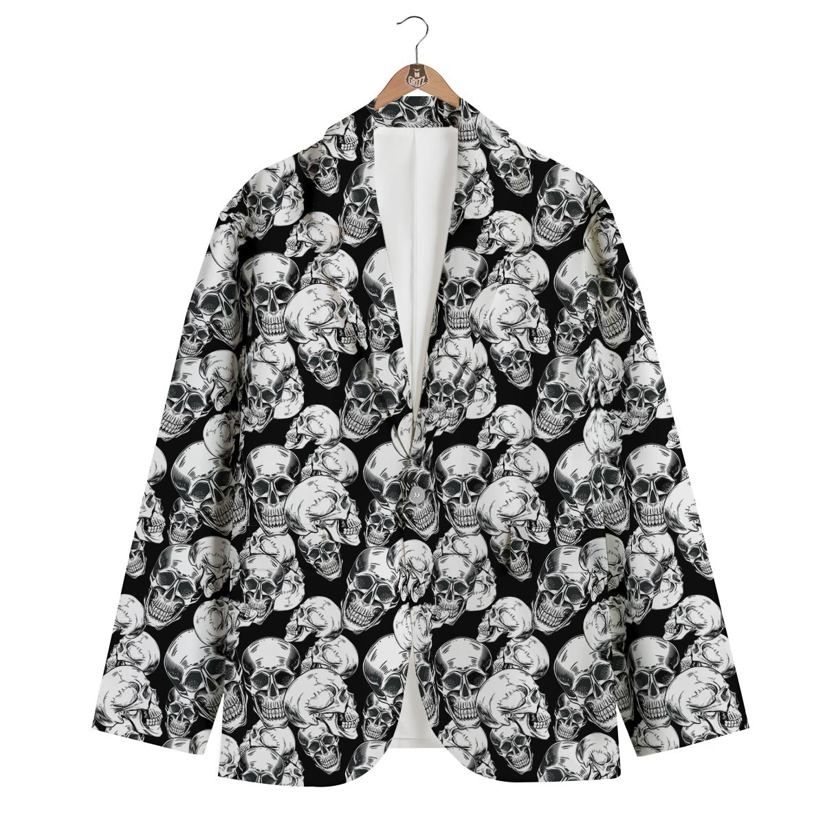 Black And White Skull Men's Blazer-grizzshop