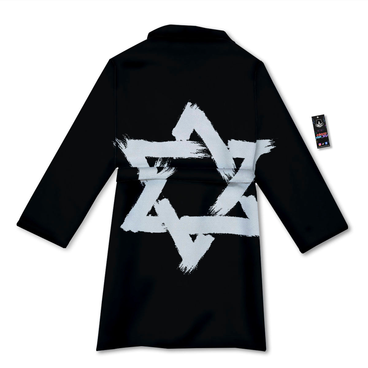 Black And White Star of David Print Bathrobe-grizzshop