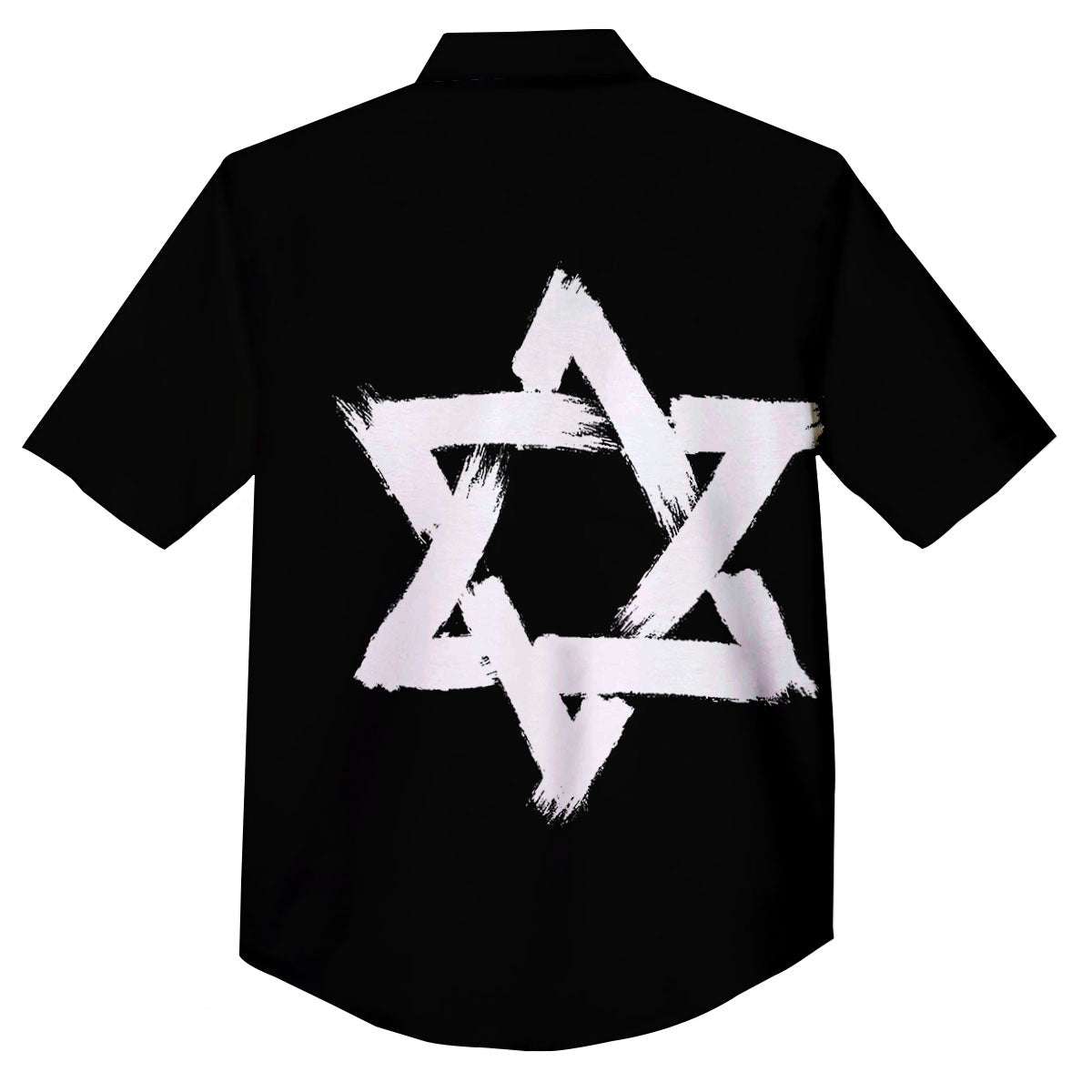 Black And White Star of David Print Button Up Shirt-grizzshop