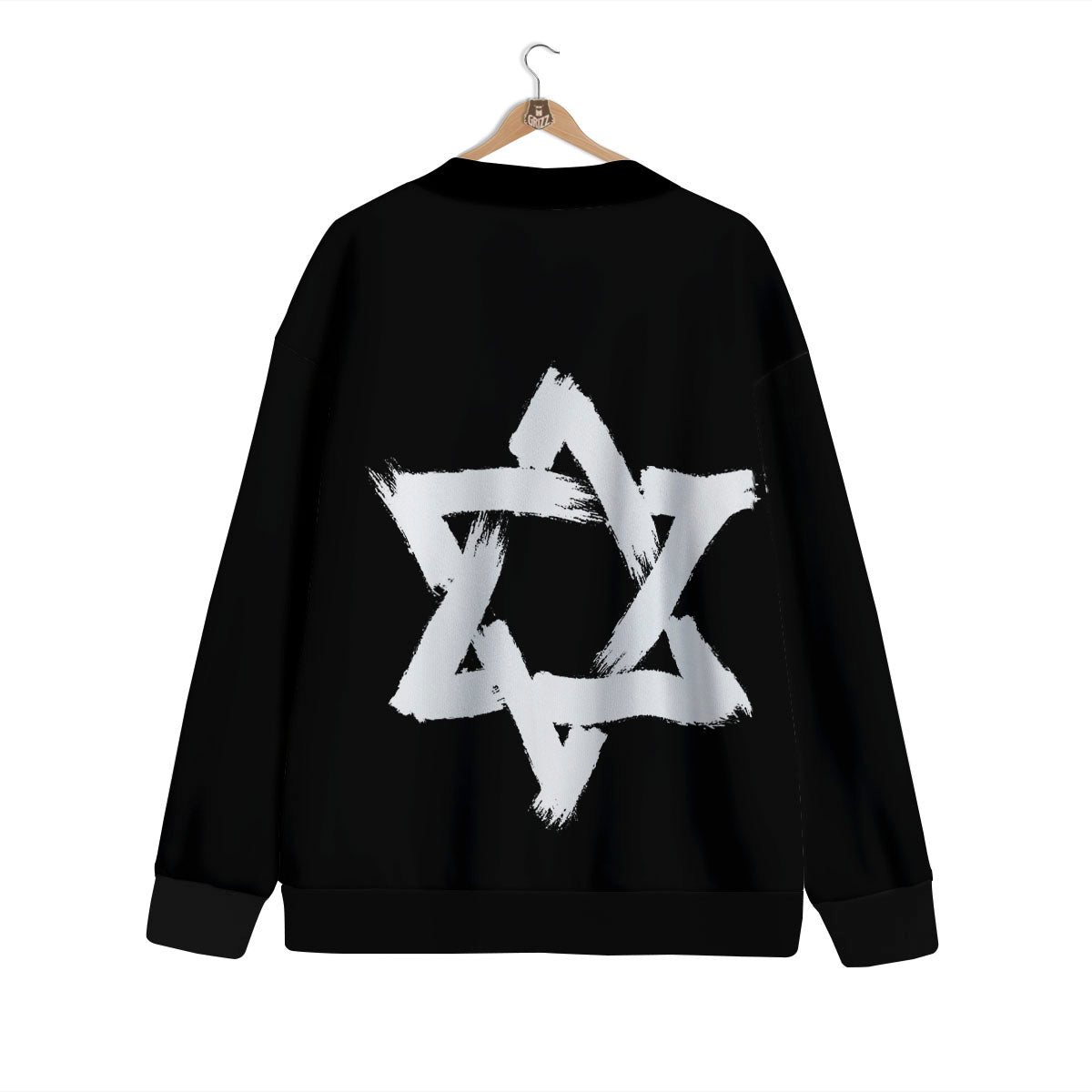 Black And White Star of David Print Cardigan-grizzshop