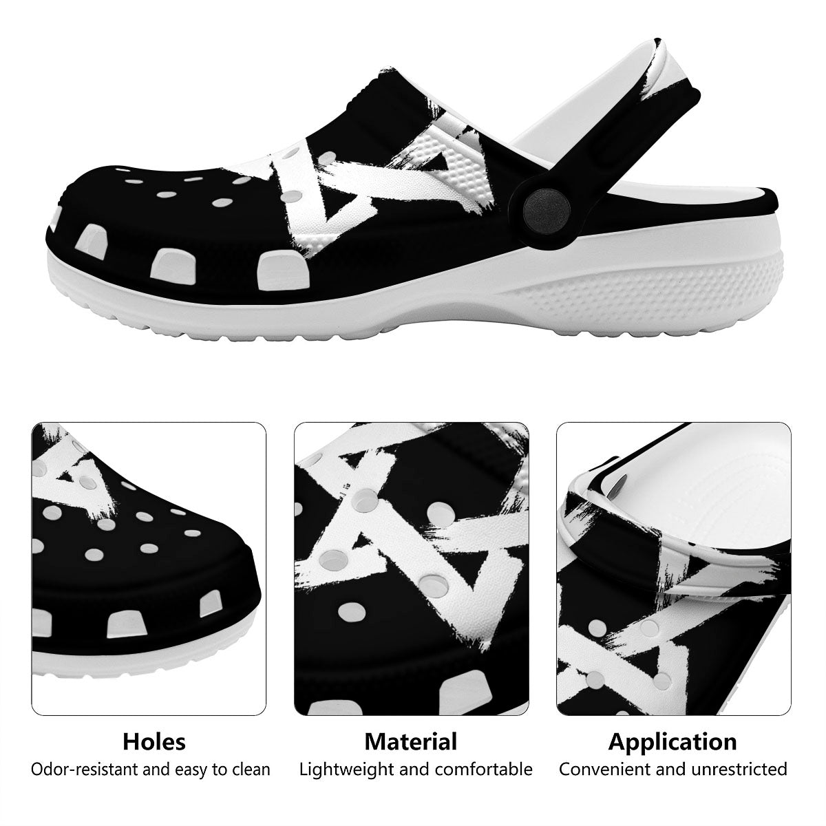 Black And White Star of David Print Clog-grizzshop