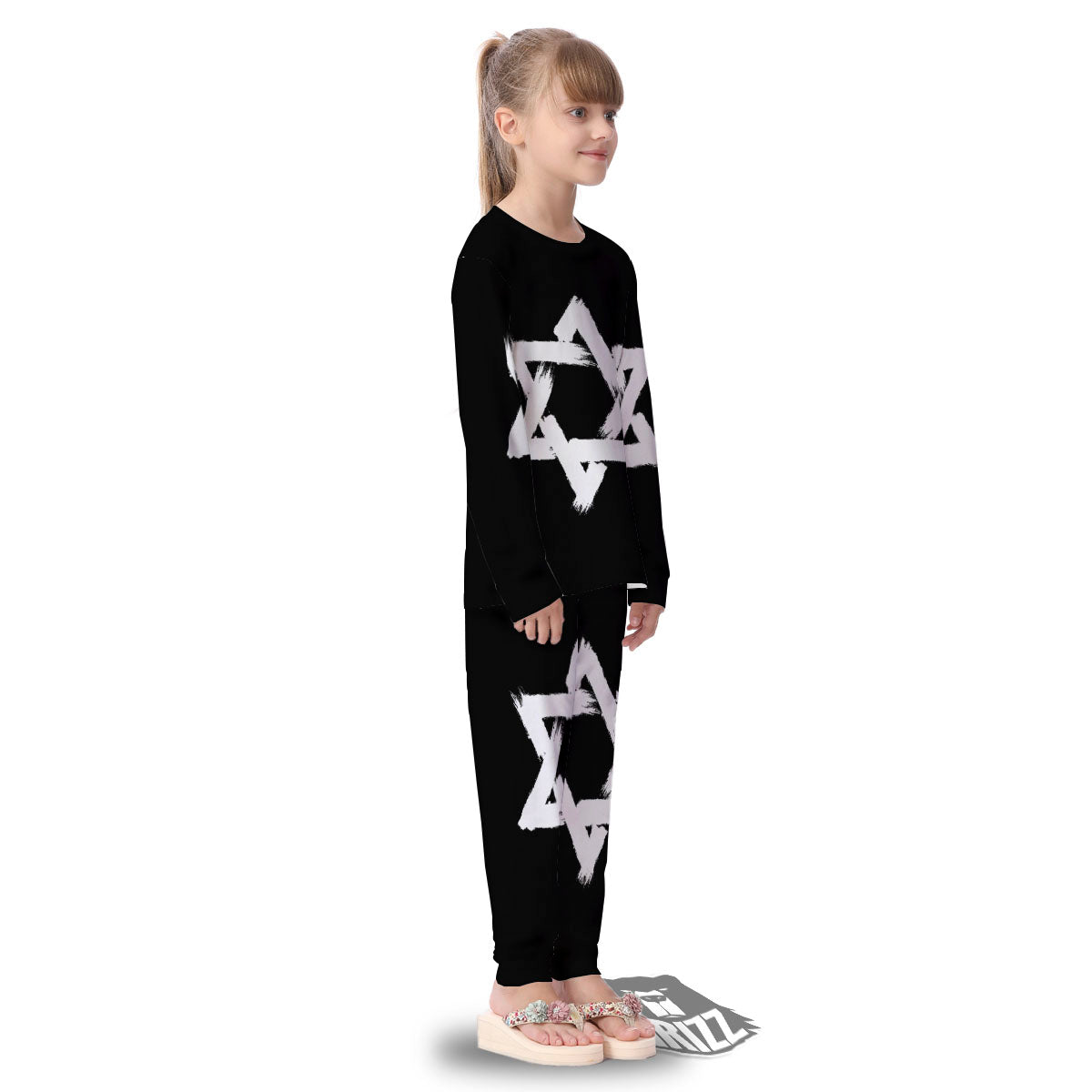 Black And White Star of David Print Kid's Pajamas-grizzshop