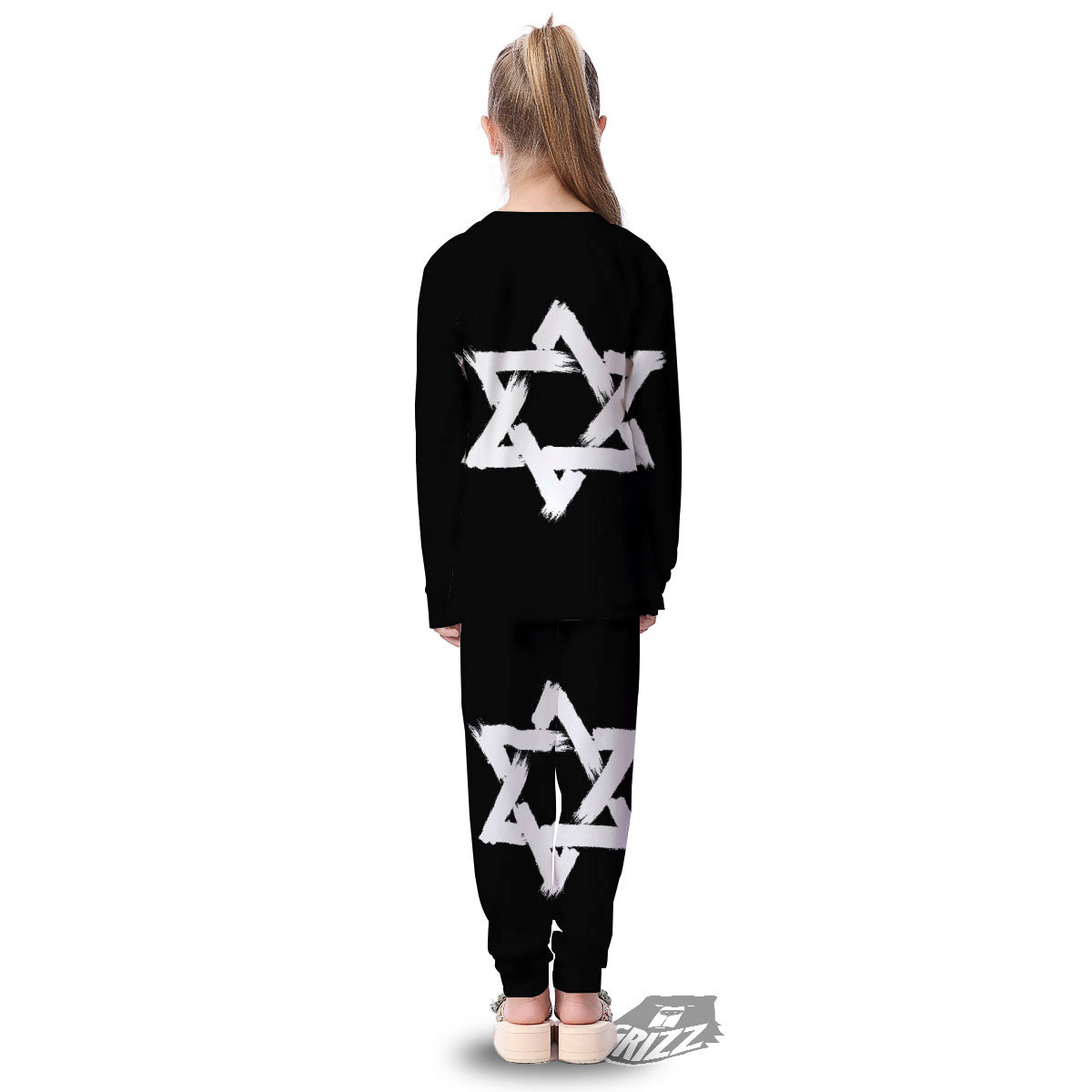 Black And White Star of David Print Kid's Pajamas-grizzshop