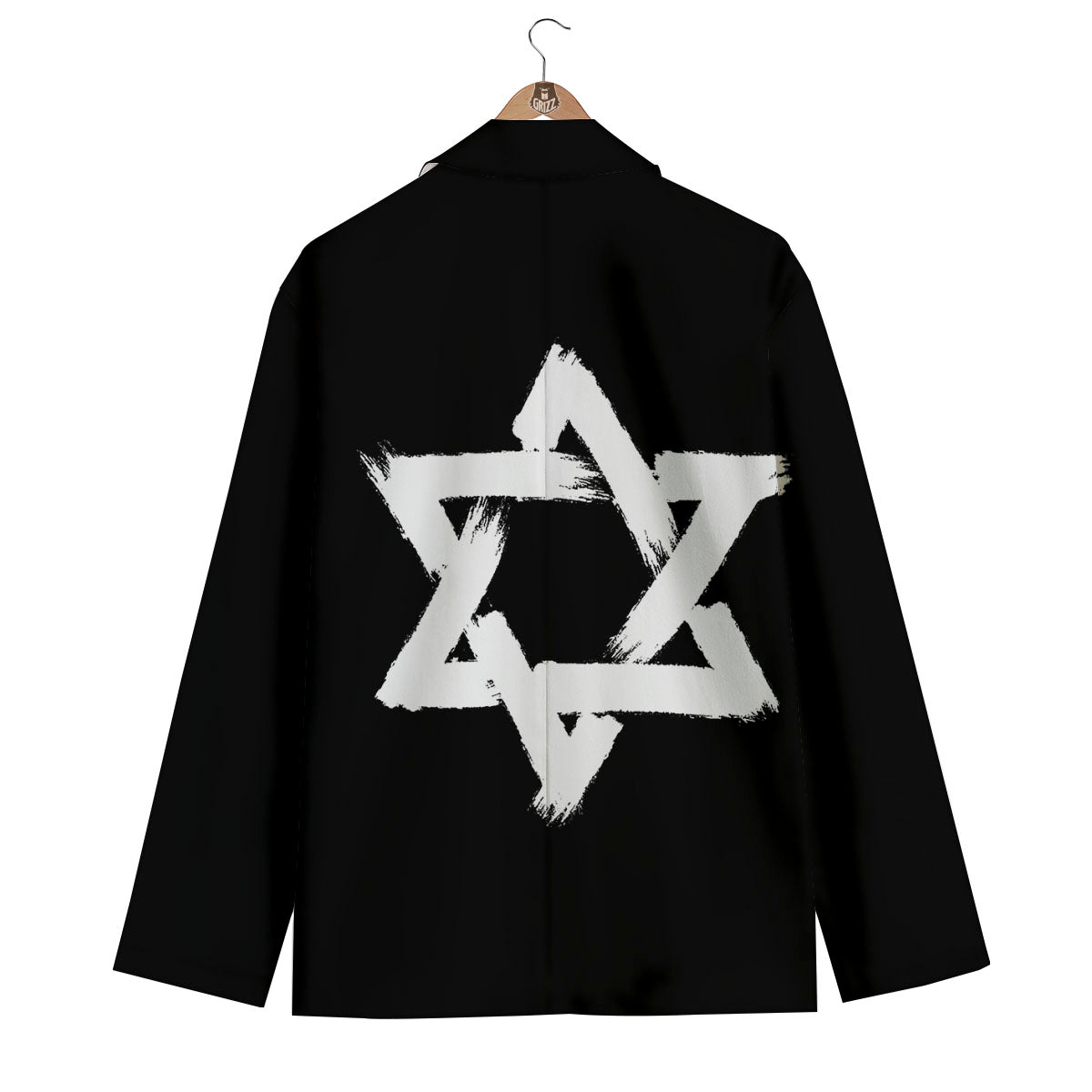 Black And White Star of David Print Men's Blazer-grizzshop