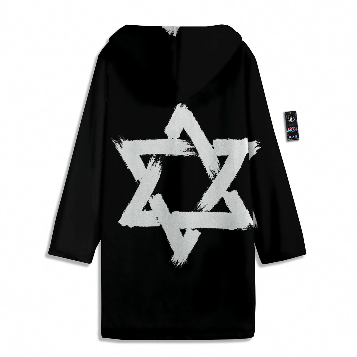 Black And White Star of David Print Men's Windbreaker Jacket-grizzshop