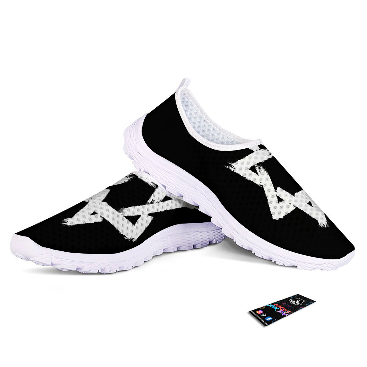 Black And White Star of David Print Nurse Shoes-grizzshop