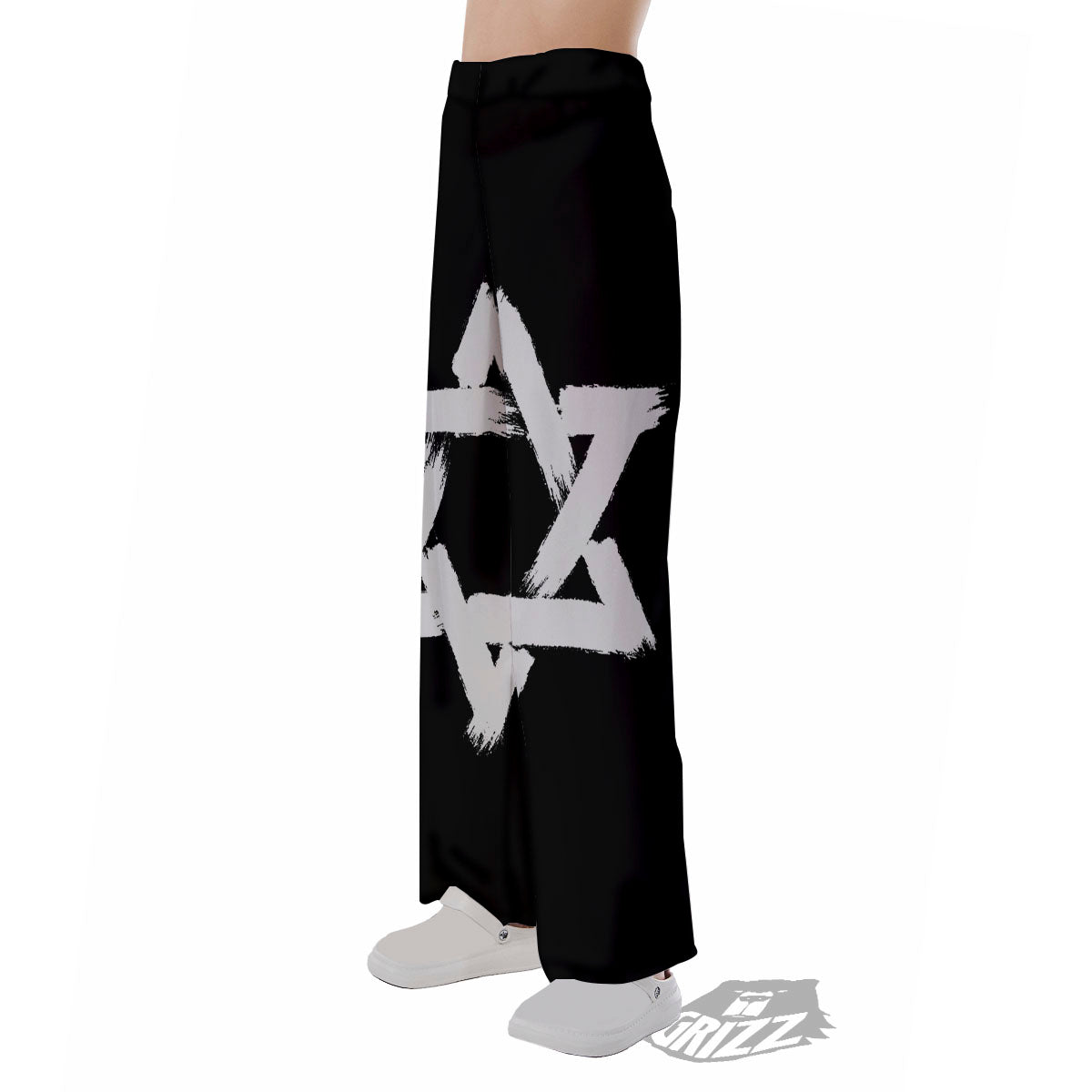Black And White Star of David Print Pajama Pants-grizzshop