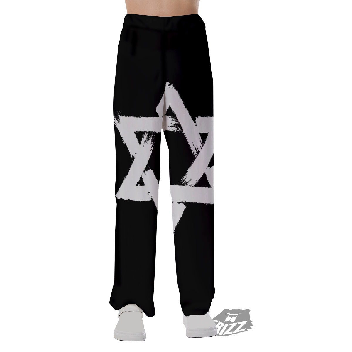 Black And White Star of David Print Pajama Pants-grizzshop