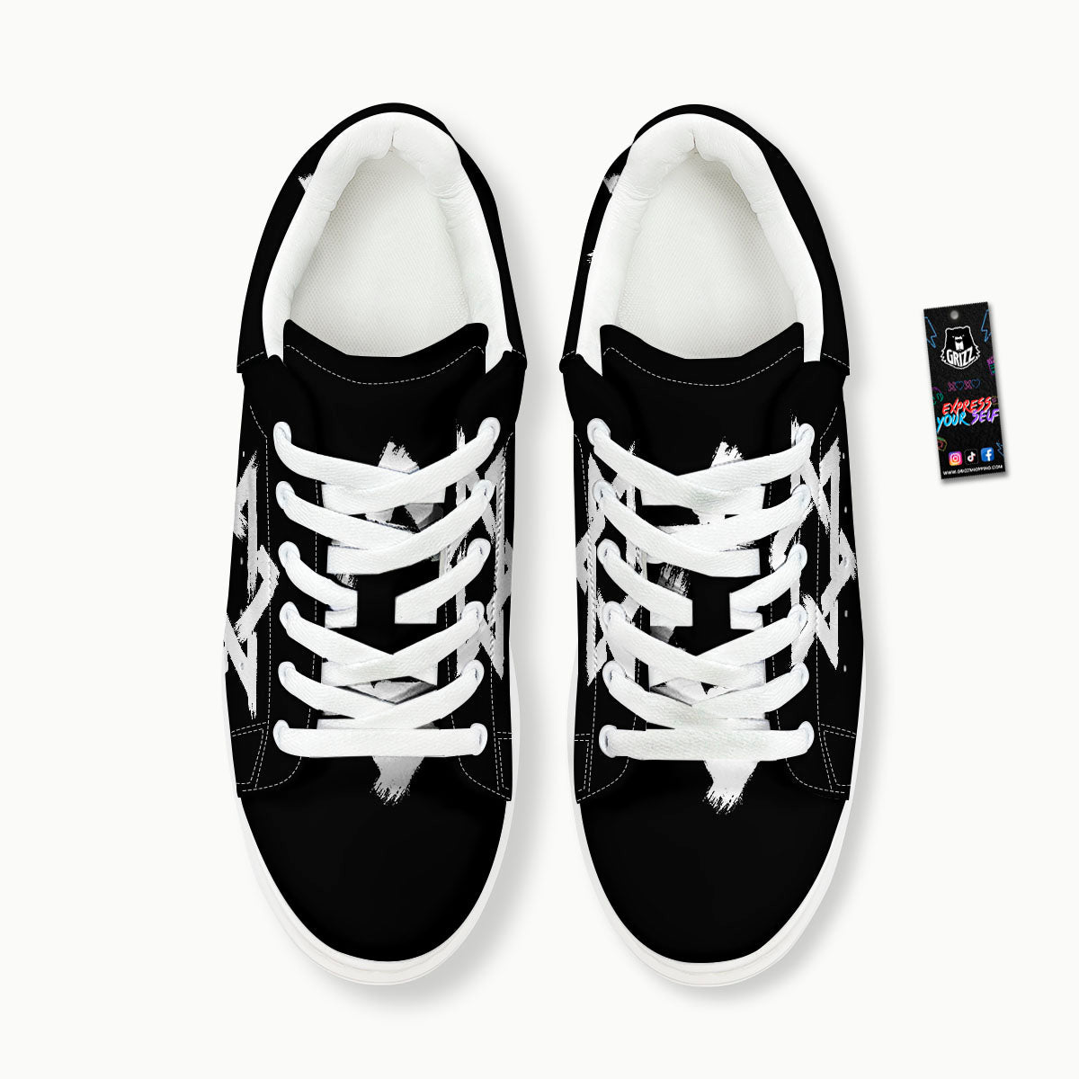 Black And White Star of David Print Platform Shoes-grizzshop