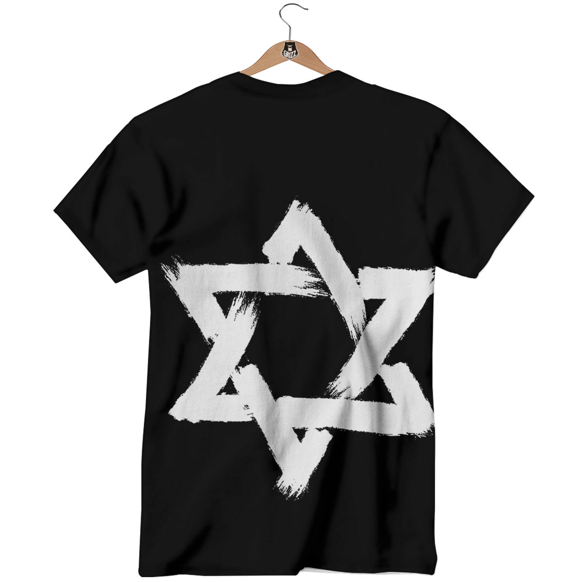 Black And White Star of David Print T-Shirt-grizzshop