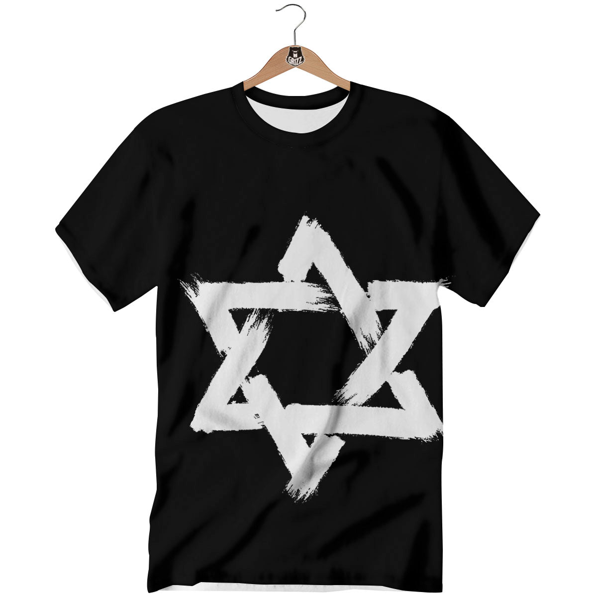 Black And White Star of David Print T-Shirt-grizzshop