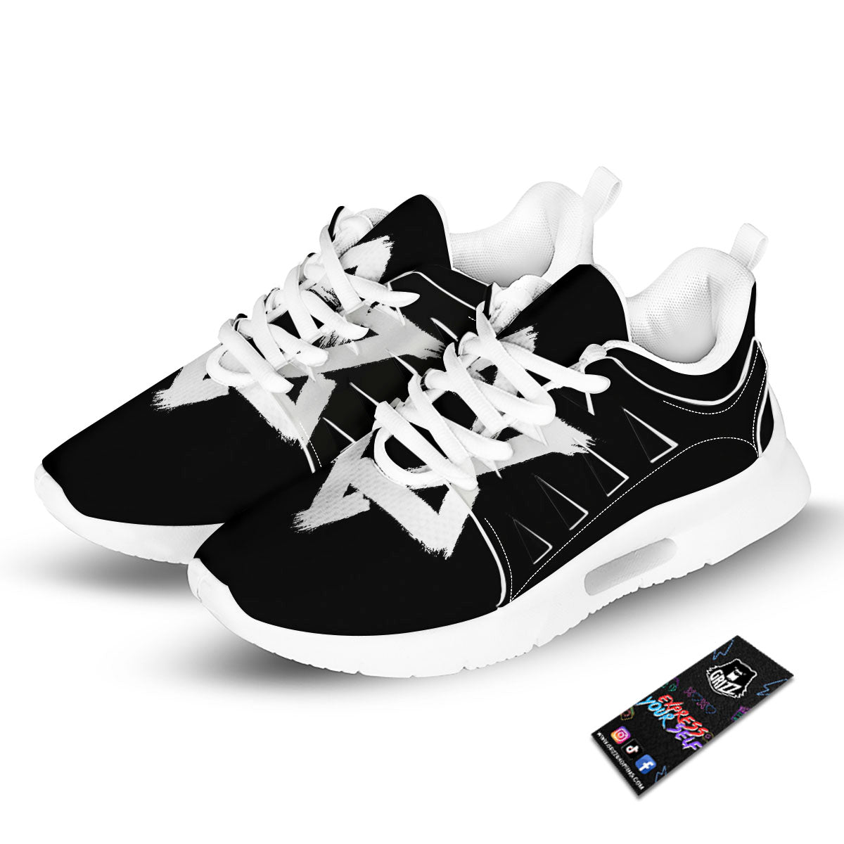 Black And White Star of David Print Tennis Shoes-grizzshop