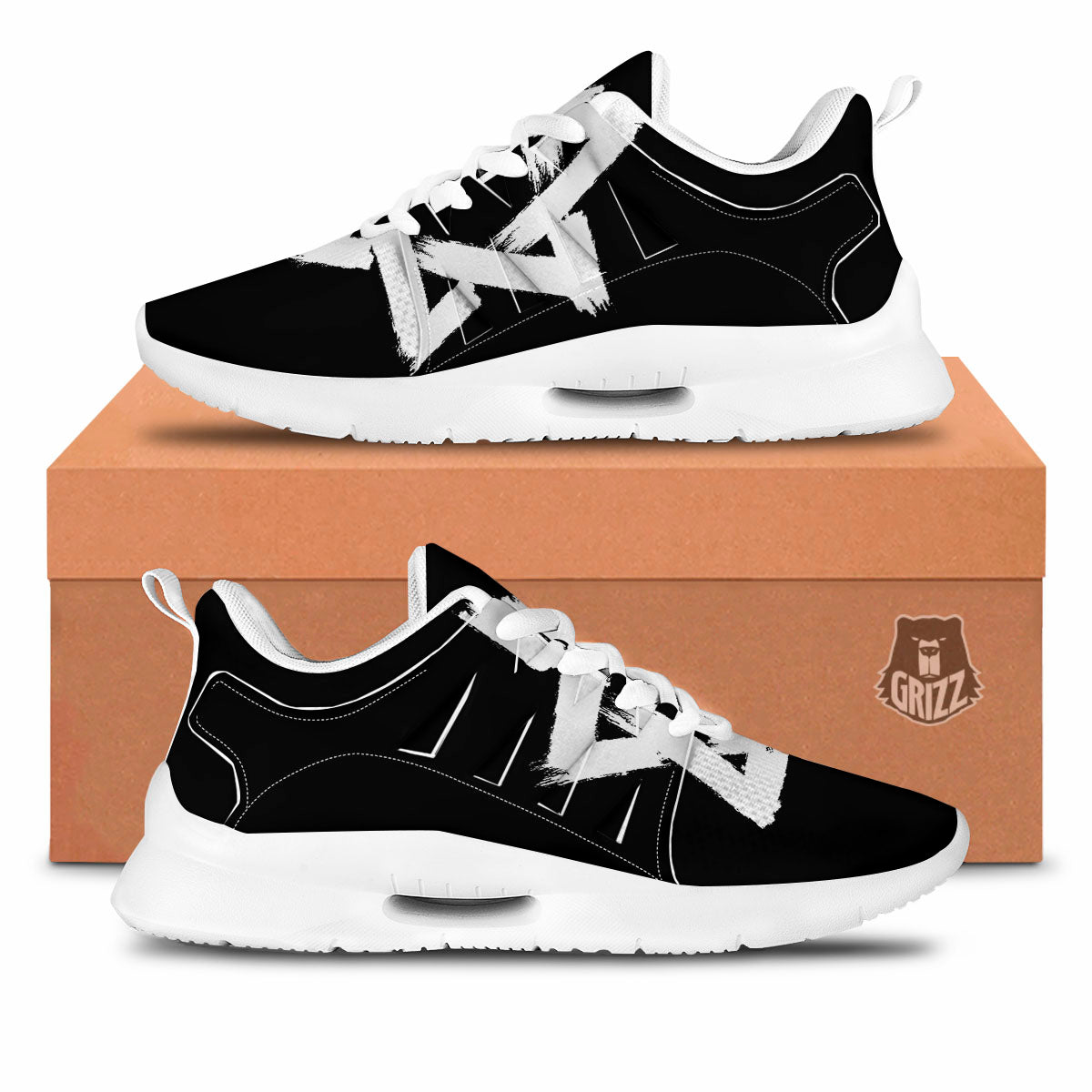 Black And White Star of David Print Tennis Shoes-grizzshop