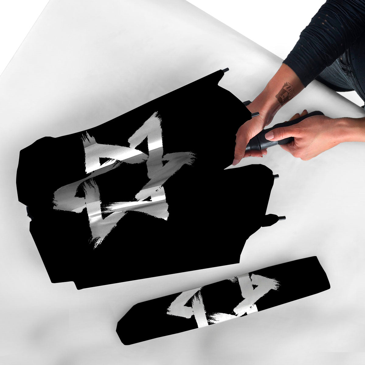 Black And White Star of David Print Umbrella-grizzshop