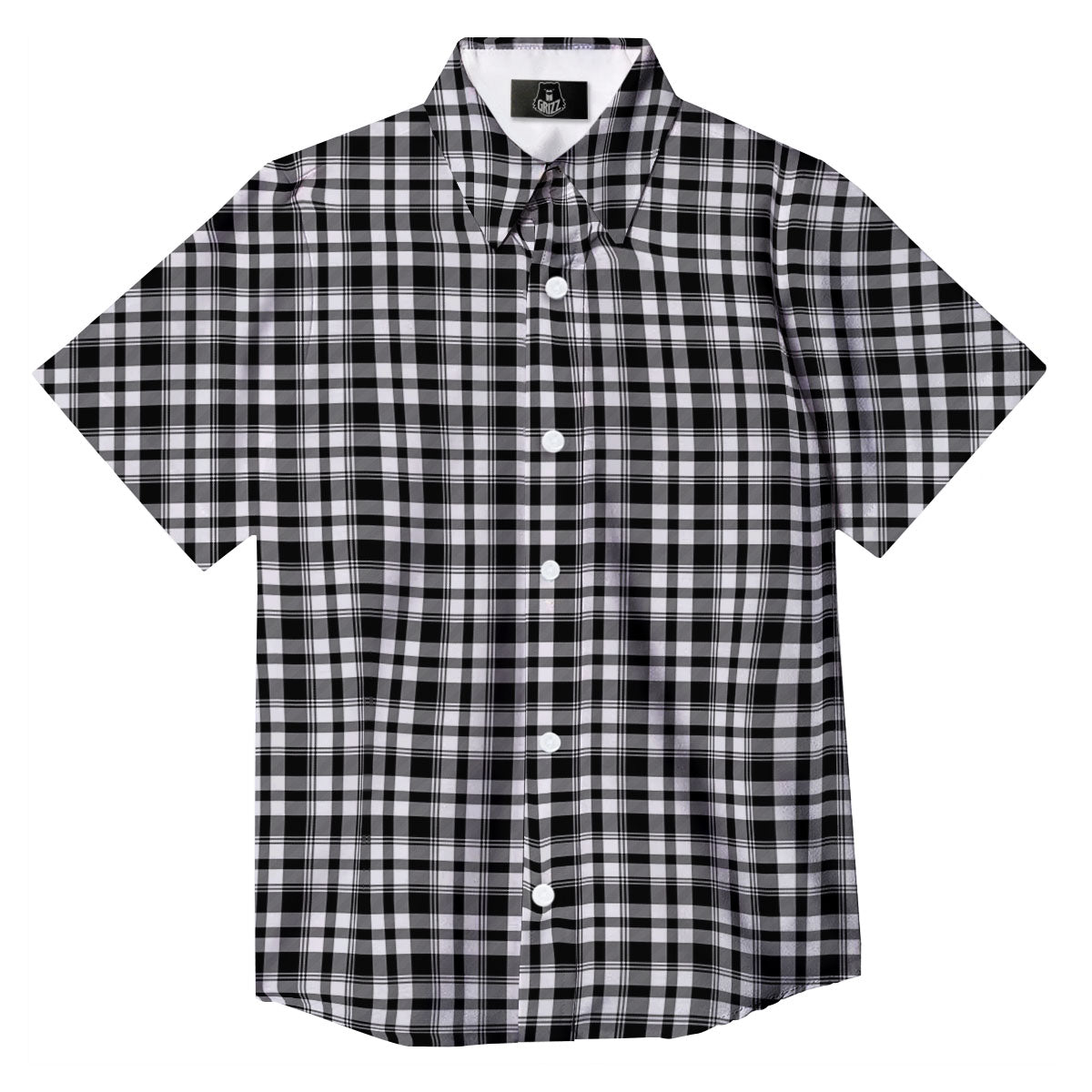 Black And White Tartan Print Pattern Button Up Shirt-grizzshop