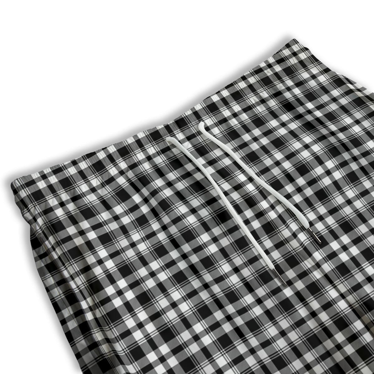 Black And White Tartan Print Pattern Men's Athletic Shorts
