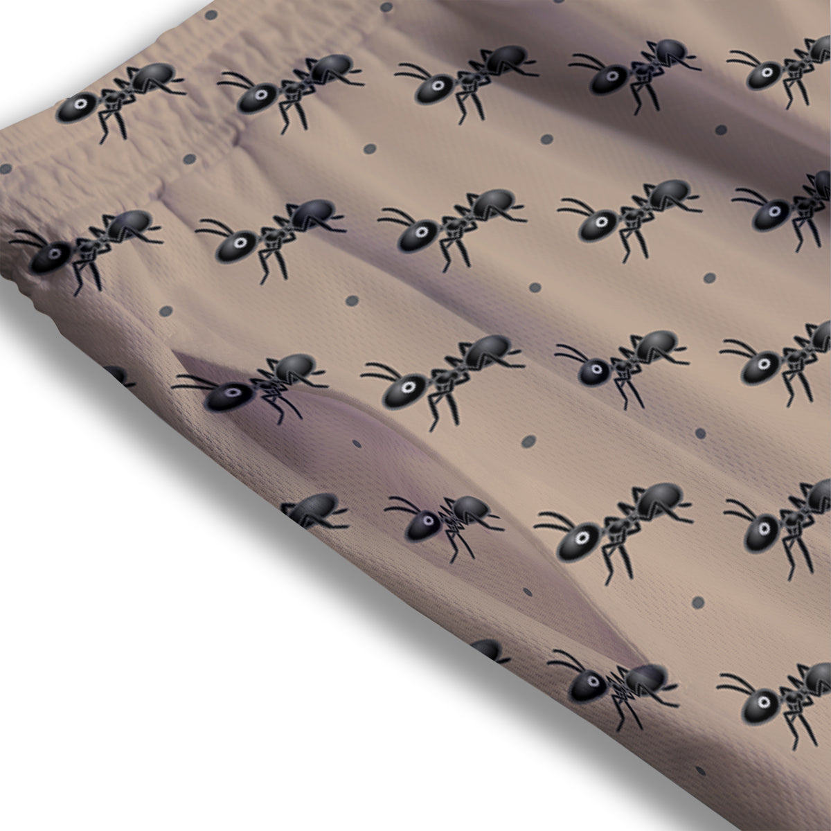Black Ant Print Pattern Mesh Shorts-grizzshop