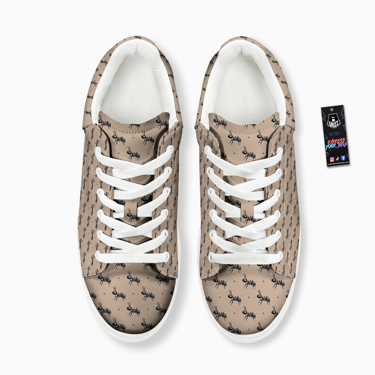 Black Ant Print Pattern Platform Shoes-grizzshop