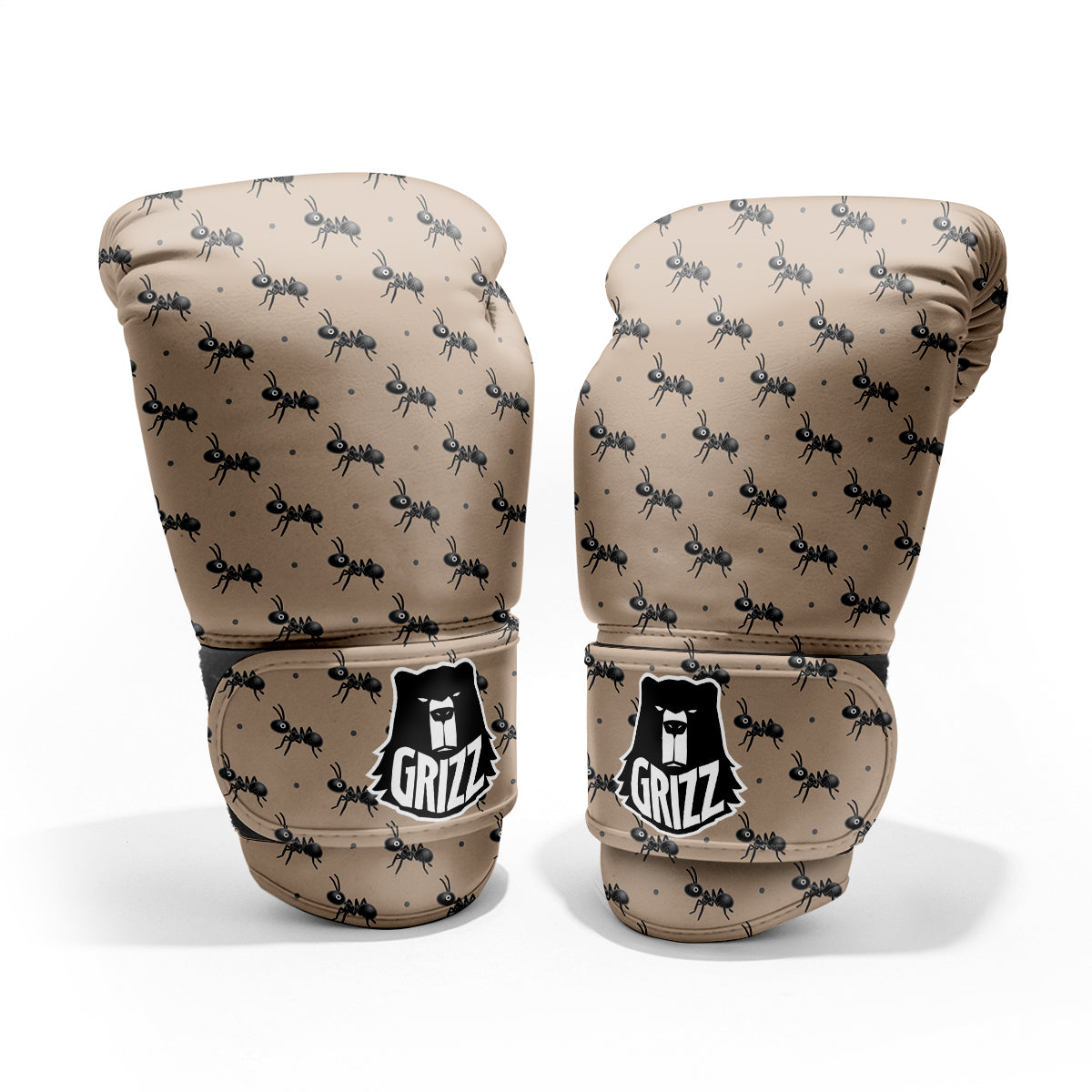 Black Ant Print Pattern Sparring Gloves-grizzshop