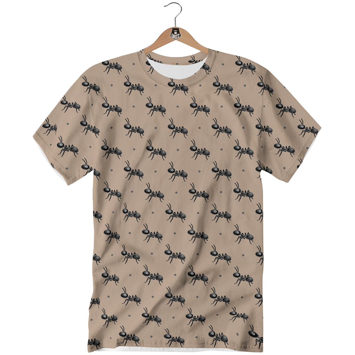 Black Ant Print Pattern T-Shirt-grizzshop