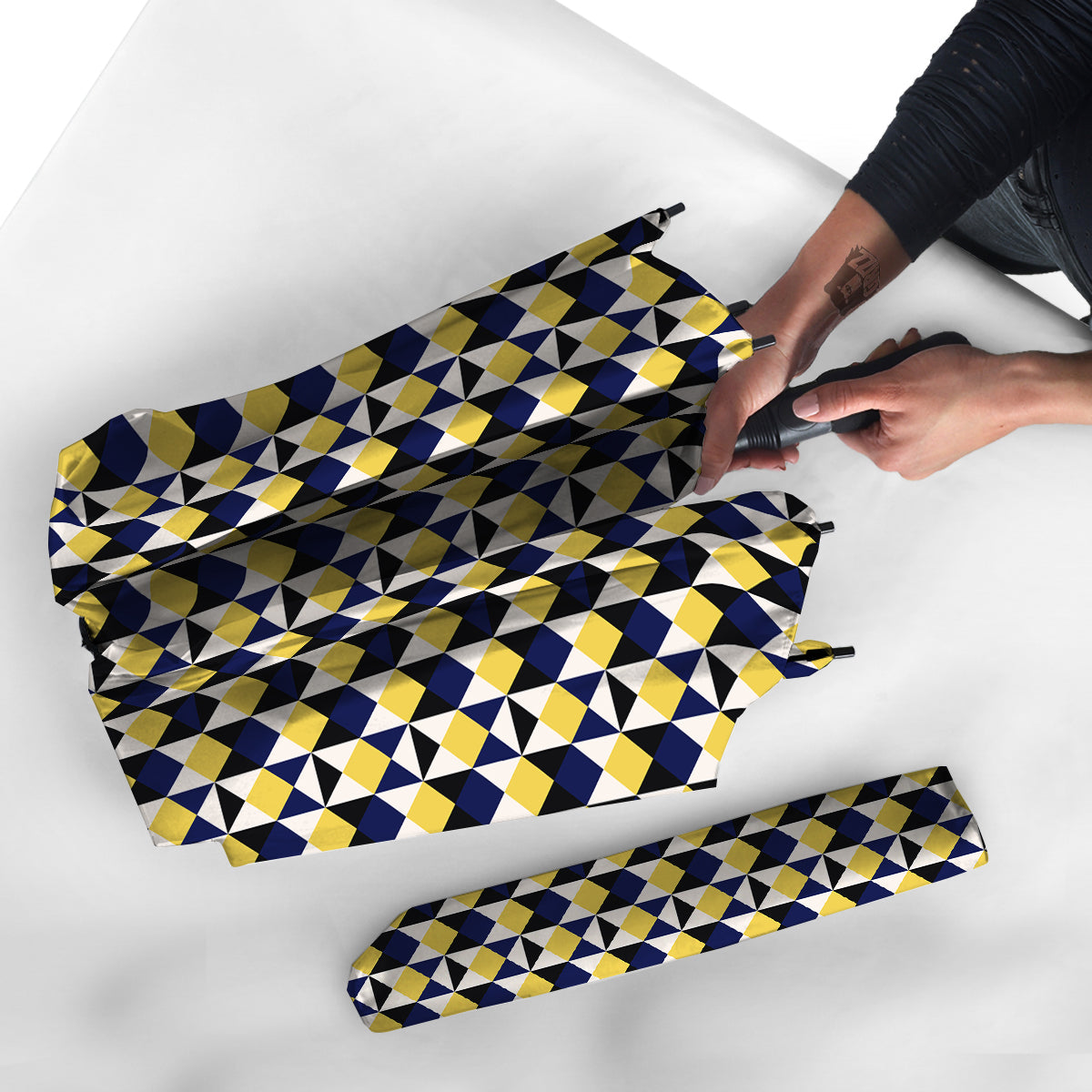 Black Argyle And Blue Yellow Print Pattern Umbrella-grizzshop