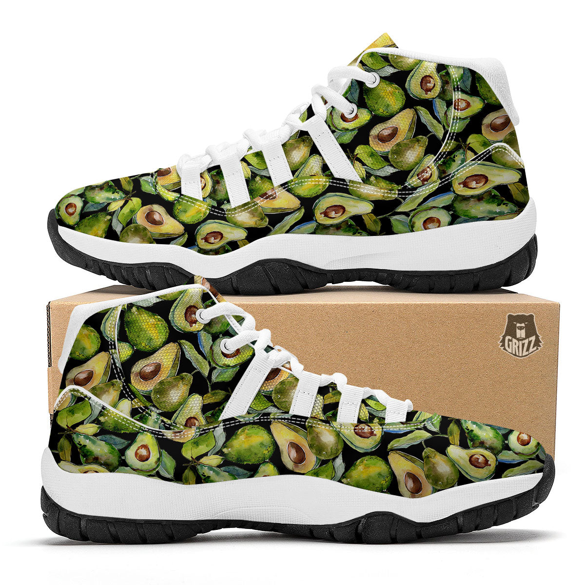 Black Avocado White Bball Shoes-grizzshop
